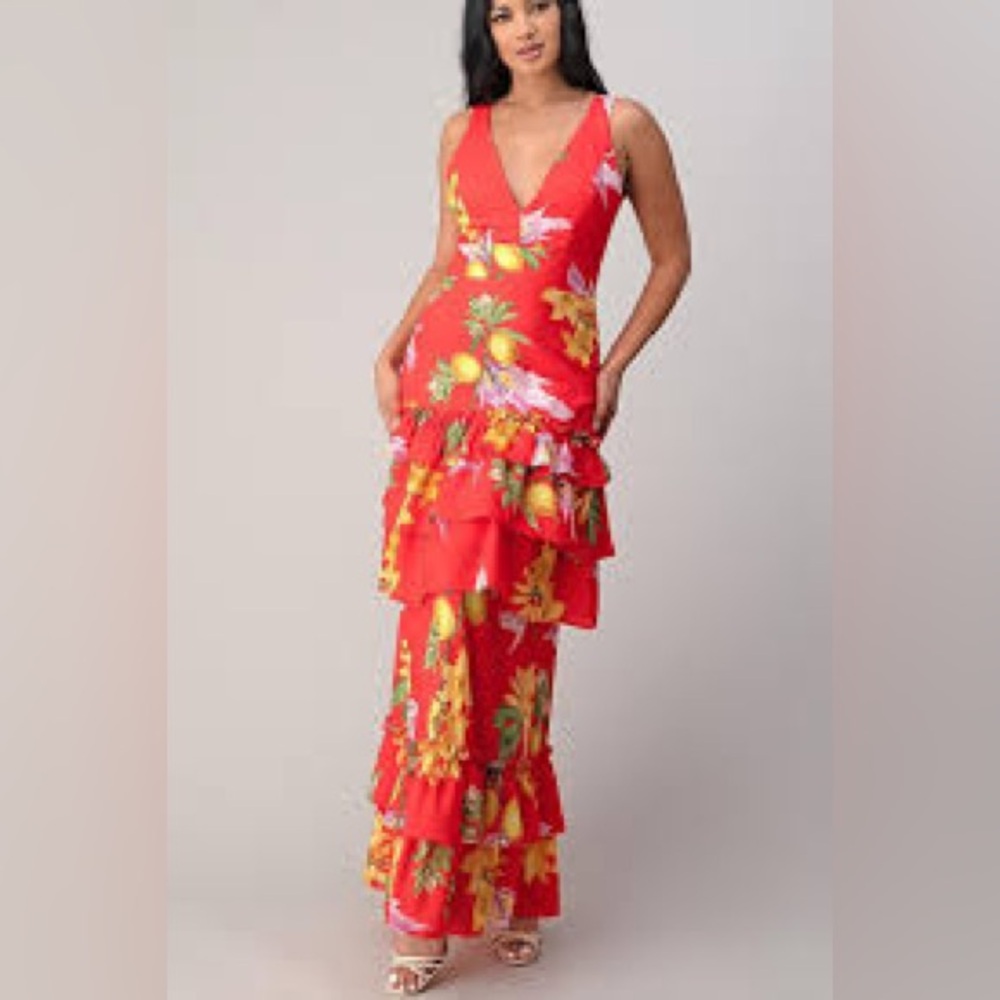 Floral Red Maxi Dress